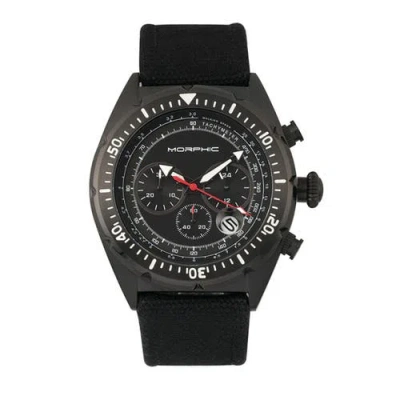 MORPHIC MORPHIC M53 SERIES CHRONOGRAPH FIBER-WEAVED LEATHER-BAND WATCH W/DATE