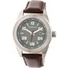 Morphic M63 Series Leather-band Watch W/date In Grey/brown