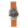 Morphic M74 Series Leather-band Watch W/magnified Date Display In Camel/grey/brown