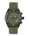 Morphic M53 Series, Black Case, Chronograph Fiber Weaved Olive Leather Band Watch W/date, 45mm