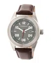 Morphic M63 Series Leather-band Watch W/date In Grey/brown