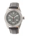 Morphic M63 Series Leather-band Watch W/date In Silver/grey