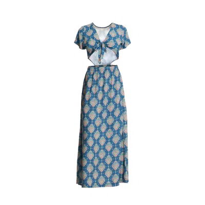 Morrato Bali Women's Blue Alora Maxi Dress Protea Gold