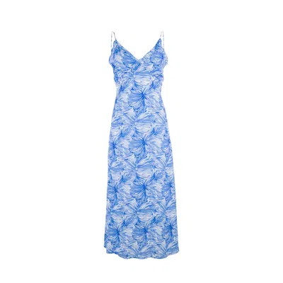 Morrato Bali Women's Blue Thistle Midi Dress Ozzy Lazuly