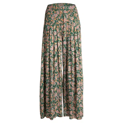 Morrato Bali Women's Green  - Pleated Wide Leg Pants Saanvi Pants - Cassandra Ivy