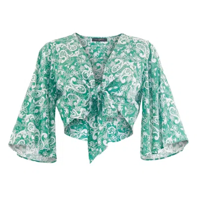 Morrato Bali Women's Green Satyen Top Dakhla Akhdar