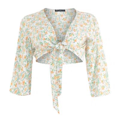 Morrato Bali Women's Green / White Haani Top Fabiola Tropical In Green/white