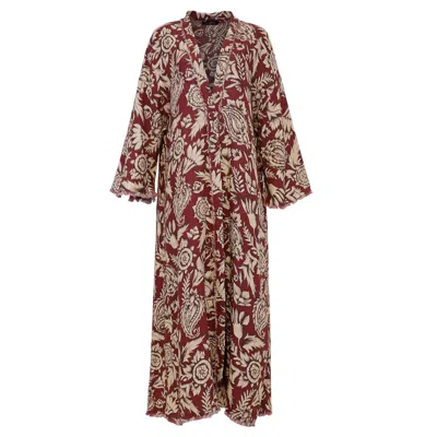 Morrato Bali Women's Red Carson Robe Florentina Scarlet In Animal Print