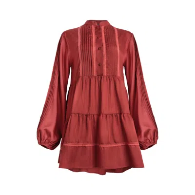 Morrato Bali Women's Red  - Pleats Front Meera Mini Dress - Desire In Multi