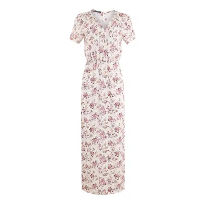 Morrato Bali Women's White Aiyana Maxi Dress Zinnia Lavender