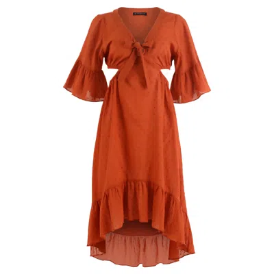 Morrato Bali Women's Yellow / Orange Hawwa Midi Dress Burnt Ochre In Yellow/orange