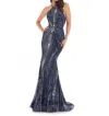 Morrell Maxie Sequined Stretch Tulle Gown In Navy/silver In Multi