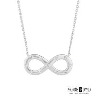 Pre-owned Morris 0.11 Carat Natural Diamond Infinity Necklace 14k White Gold Si 18 Inches