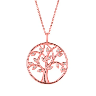 Pre-owned Morris 0.11 Carat Natural Diamond Tree Necklace Pendant 14k Rose Gold Si 18 Inches