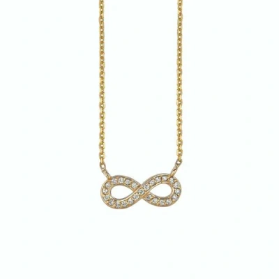 Pre-owned Morris 0.15 Carat Natural Diamond Infinity Necklace 14k Yellow Gold Si 18 Inches