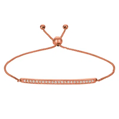 Pre-owned Morris 0.20 Carat Natural Diamond Bolo Bar Bracelet Si 14k Rose Gold 7'' Adjustable