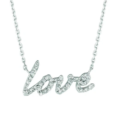 Pre-owned Morris 0.20 Carat Natural Diamond Love Necklace Pendant 14k White Gold Si 18 Inches