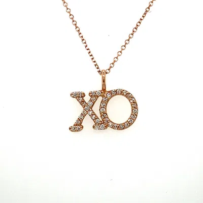 Pre-owned Morris 0.20 Carat Natural Diamond Xo Necklace Pendant 14k Rose Gold Si