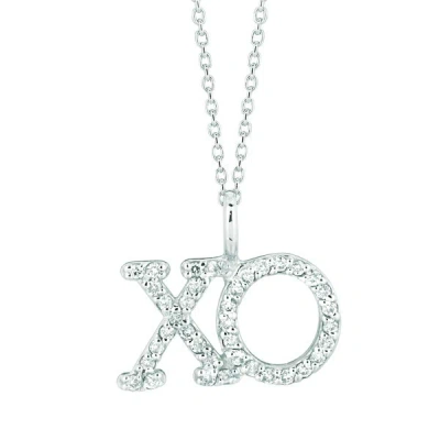 Pre-owned Morris 0.20 Carat Natural Diamond Xo Necklace Pendant 14k White Gold Si