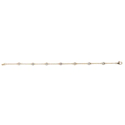 Pre-owned Morris 0.25 Carat Natural Diamond Bezel Bracelet Si 14k Yellow Gold 7'' 7 Stones