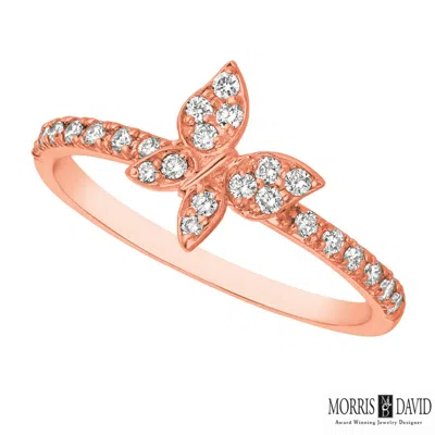 Pre-owned Morris 0.25 Carat Natural Diamond Butterfly Ring Si 14k Rose Gold
