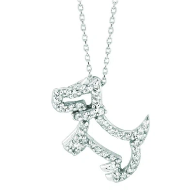 Pre-owned Morris 0.25 Carat Natural Diamond Dog Necklace Pendant 14k White Gold Si