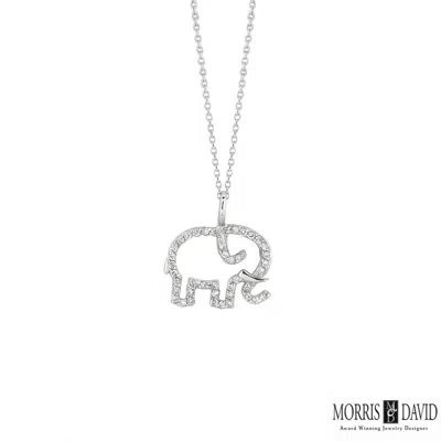 Pre-owned Morris 0.25 Carat Natural Diamond Elephant Necklace Pendant 14k White Gold Si
