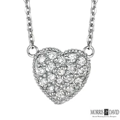 Pre-owned Morris 0.25 Carat Natural Diamond Heart Cluster Necklace 14k White Gold Si 18'' Chain