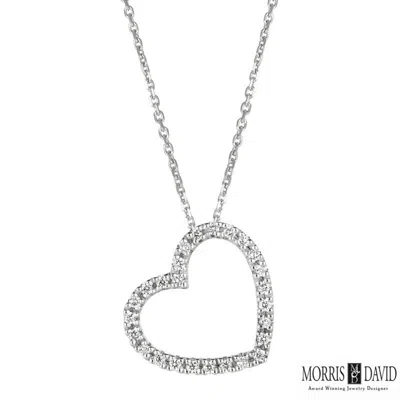 Pre-owned Morris 0.25 Carat Natural Diamond Heart Necklace Pendant 14k White Gold Si 18''