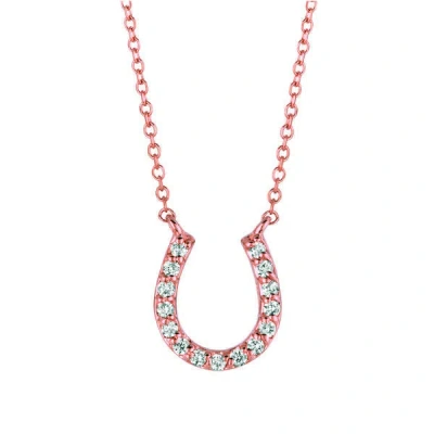 Pre-owned Morris 0.25 Carat Natural Diamond Horseshoe Necklace Pendant 14k Rose Gold 18'' Chain