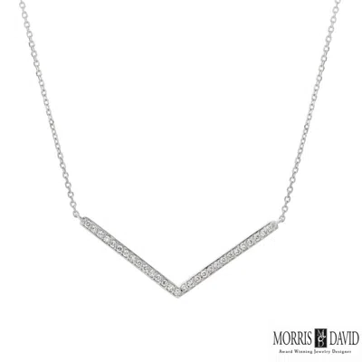Pre-owned Morris 0.25 Carat Natural Diamond Open V Necklace 14k White Gold Si 18'' Chain