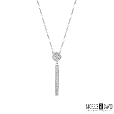 Pre-owned Morris 0.30 Ct Natural Diamond Bar Drop Necklace Pendant 14k White Gold Si 18''