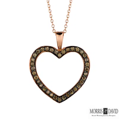 Pre-owned Morris 0.33 Carat Champagne Diamond Heart Necklace 14k Rose Gold 18'' Chain