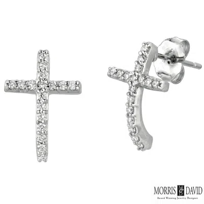 Pre-owned Morris 0.33 Carat Natural Diamond Cross Earrings Si 14k White Gold