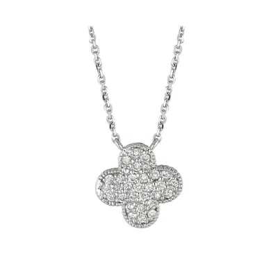 Pre-owned Morris 0.33 Ct Natural Diamond Clover Cluster Necklace 14k White Gold Si 22'' Chain