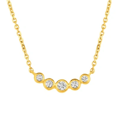 Pre-owned Morris 0.35 Carat Natural Diamond Bezel Necklace Pendant 14k Yellow Gold Si 18 Inch