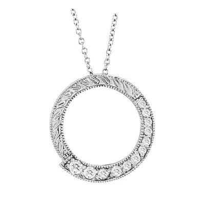 Pre-owned Morris 0.35 Carat Natural Diamond Circle Necklace 14k White Gold Si 18''