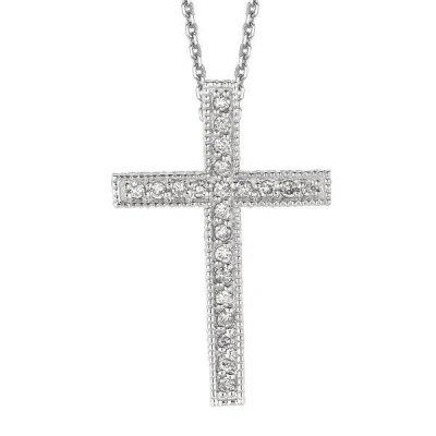Pre-owned Morris 0.35 Carat Natural Diamond Cross Pendant Necklace 14k White Gold Si 18'' Chain