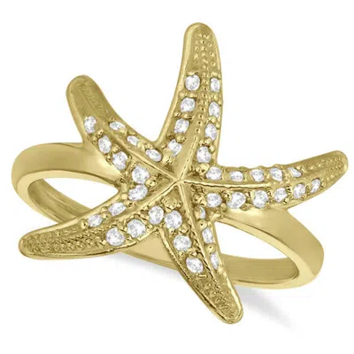 Pre-owned Morris 0.35 Carat Natural Diamond Starfish Ring Band Si 14k Yellow Gold