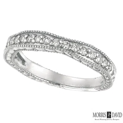 Pre-owned Morris 0.35 Ct Natural Diamond Antique Style Ring Band Si 14k White Gold