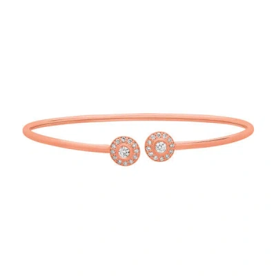 Pre-owned Morris 0.40 Carat Natural Diamond Bangle Bracelet Si 14k Rose Gold 7'' In Pink