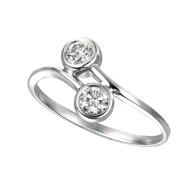 Pre-owned Morris 0.40 Carat Natural Diamond Bezel Set Ring Si 14k White Gold