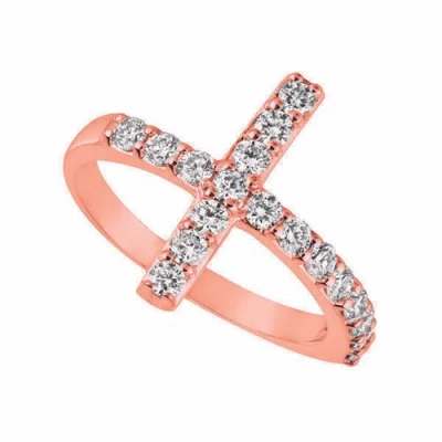 Pre-owned Morris 0.40 Carat Natural Diamond Cross Ring Si 14k Rose Gold
