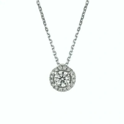 Pre-owned Morris 0.40 Carat Natural Diamond Halo Necklace 14k White Gold Si 18 Inches Chain