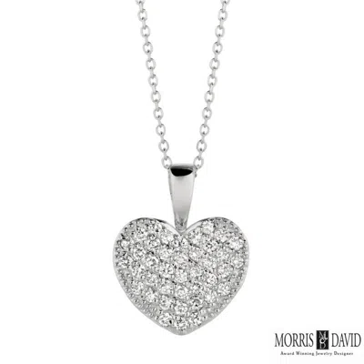 Pre-owned Morris 0.40 Carat Natural Diamond Heart Necklace Pendant 14k White Gold Si 18''