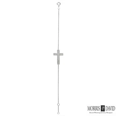 Pre-owned Morris 0.50 Carat Diamond Cross Bracelet Si 14k White Gold 7''
