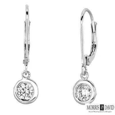 Pre-owned Morris 0.50 Carat Natural Diamond Bezel Set Earrings Si 14k White Gold