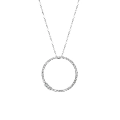 Pre-owned Morris 0.50 Carat Natural Diamond Circle Necklace 14k White Gold G-h Si 18''