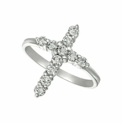 Pre-owned Morris 0.50 Carat Natural Diamond Cross Ring Si 14k White Gold