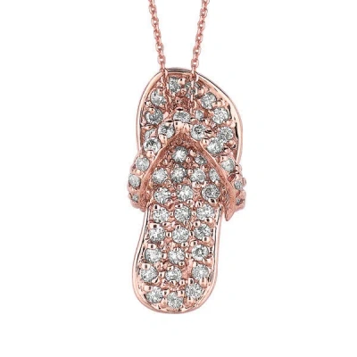 Pre-owned Morris 0.50 Carat Natural Diamond Flip Flop Necklace Pendant 14k Rose Gold 18'' Chain